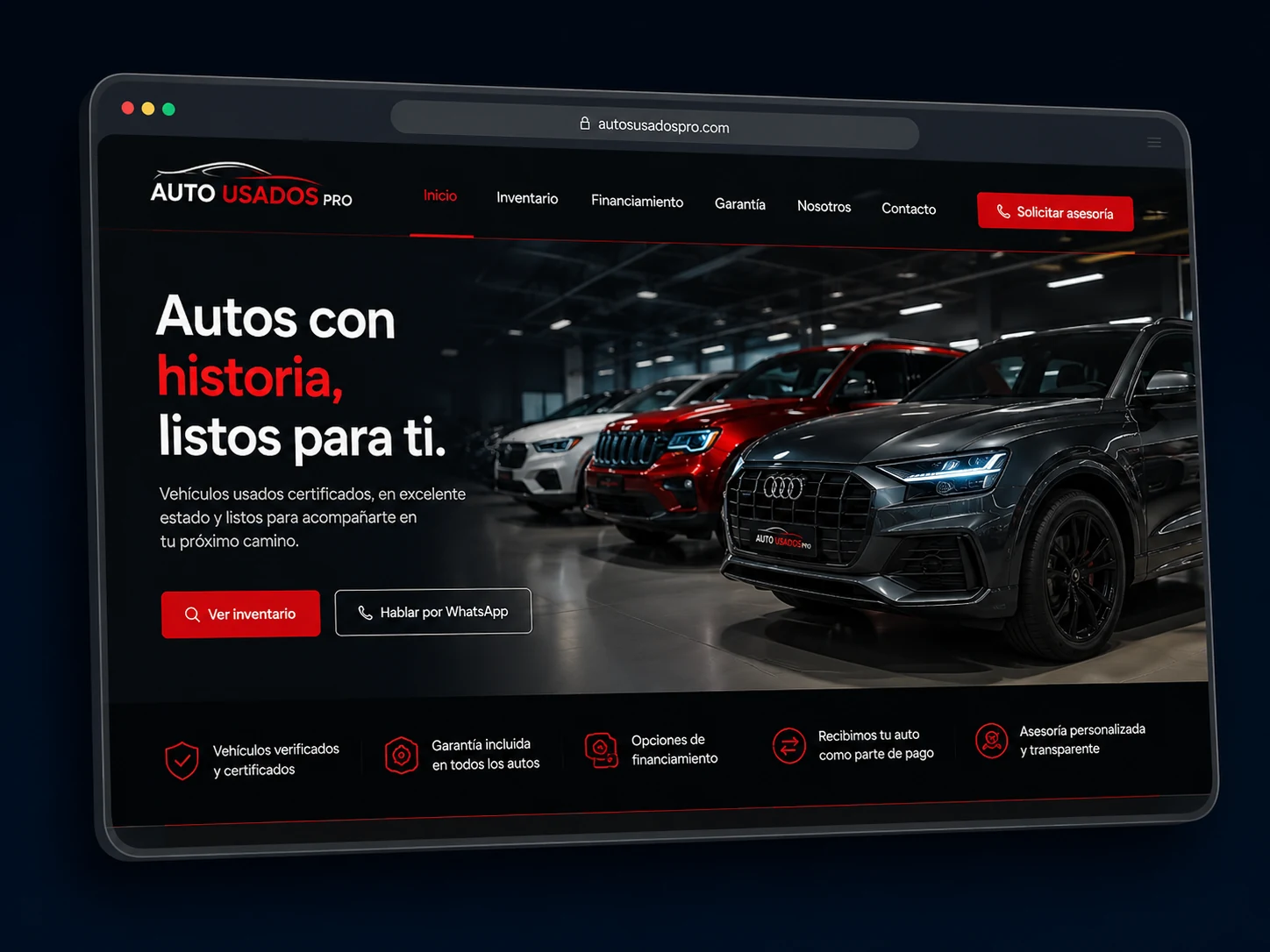 Ejemplo de landing para concesionario o autos usados